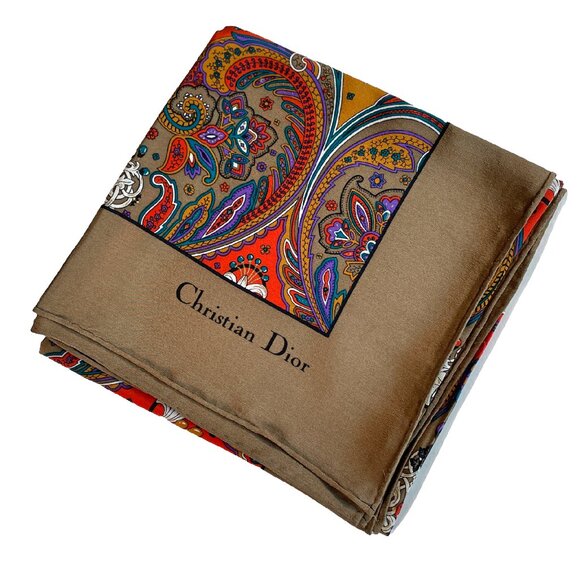 Vintage Christian Dior Silk Paisley Scarf - Picture 1 of 13